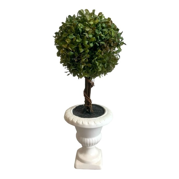 Nearly Natural Braided Topiary Tree in White Urn Indoor/Outdoor Artificial Tree - Picture 2 of 5
